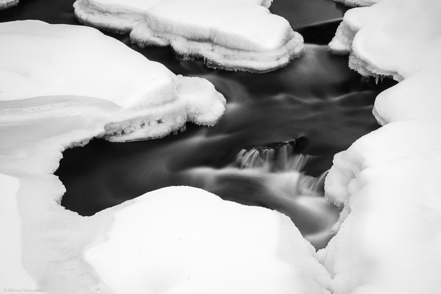 Small waterfall under snow