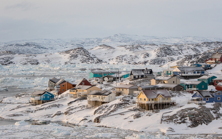 Ilulissat in the diffused evening light.
