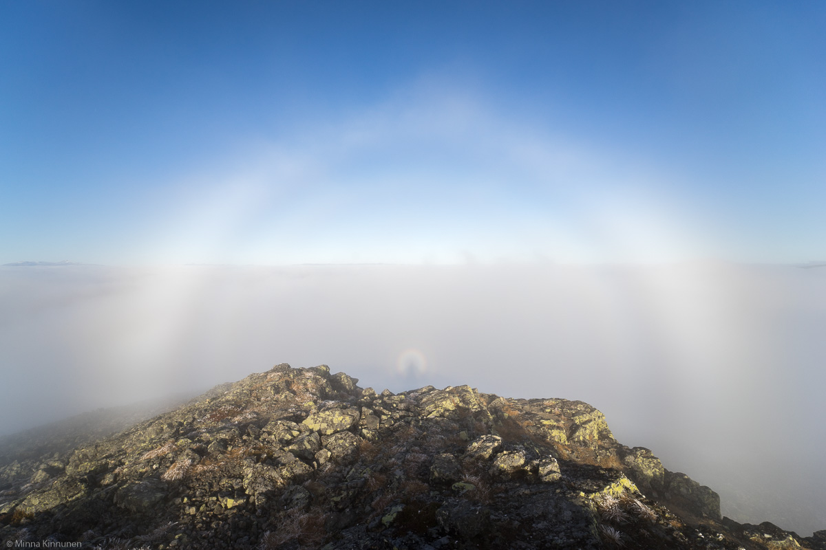 The fog bow and glory from the top of Ånnfjället