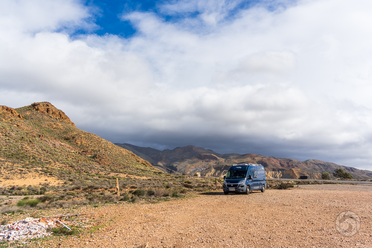 Bra dagar i Badlands utanför Almería